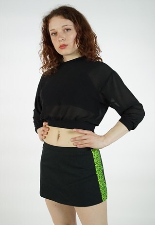 GREEN CYBER RAVE GRUNGY GOTH EMO LEOPARD ANIMAL PRINT SKIRT