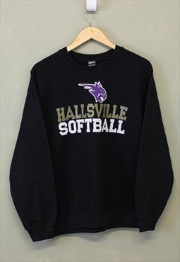 Vintage Softball Sweatshirt Black Pullover With Sports Print