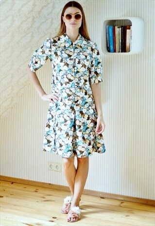 BROWN FLORAL VINTAGE DRESS