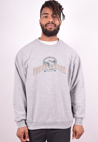 MENS VINTAGE SWEATSHIRT JUMPER XL GREY 90S
