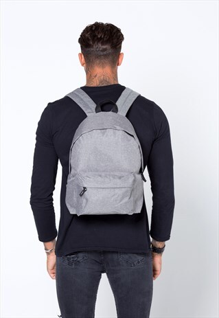 ESSENTIAL BLANK RUCKSACK BACKPACK BAG - HEATHER GREY