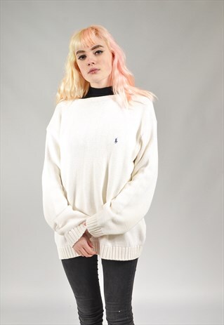 VINTAGE CREAM RALPH LAUREN KNITTED JUMPER