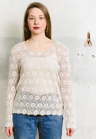 VINTAGE 90S BOHEMIAN CROCHET TOP