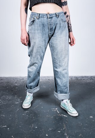 VINTAGE LEVI'S 501 BLUE PAINT MOM JEANS