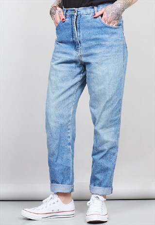 VINTAGE 80'S STONE ISLAND HIGH-WAIST STRAIGHT LEG JEANS