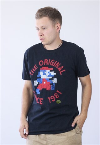 VINTAGE MENS MARION BY NINTENDO BIG LOGO T-SHIRT