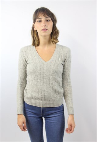 VINTAGE POLO RALPH LAUREN GREY KNIT JUMPER