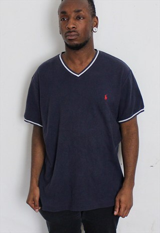 VINTAGE NAVY POLO RALPH LAUREN T-SHIRT MEDIUM