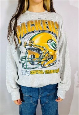 Vintage Size L 90s Green bay Packers Sweatshirt in Grey
