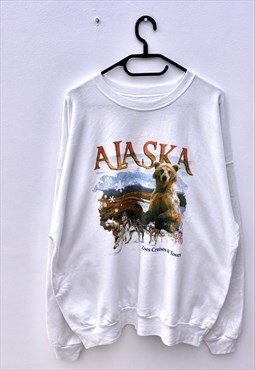 Vintage Hanes Alaska wilderness white sweatshirt XXL