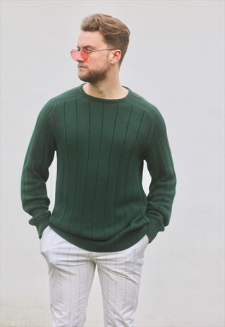 NAUTICA USA HUNTER GREEN CABLE KNIT JUMPER