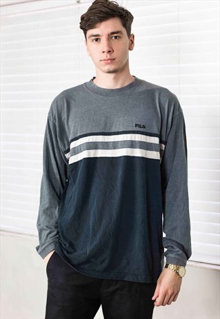VINTAGE FILA LONGSLEEVE T-SHIRT LOGO 90S L 13.2