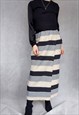 VINTAGE STRIPED SKIRT, WARM MAXI SKIRT, SMALL WINTER SKIRT