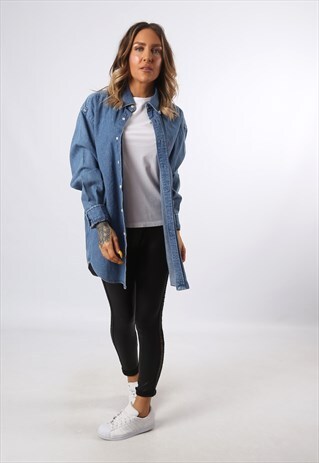 DENIM SHIRT RALPH LAUREN OVERSIZED LONG UK 16 (73M)