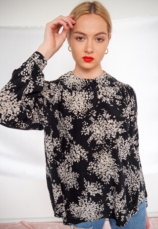 VINTAGE VERSACE FLORAL OPEN BACK BLOUSE