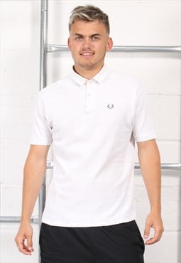 Vintage Fred Perry Polo Shirt White Short Sleeve Tee Large