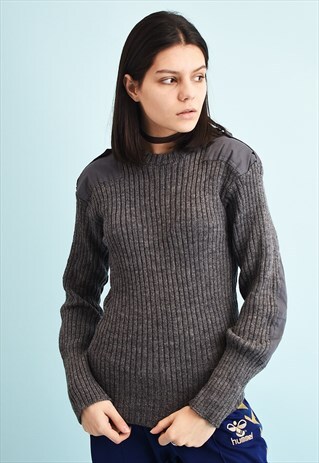 90'S RETRO MILITARY STYLE WOOL KNIT JUMPER