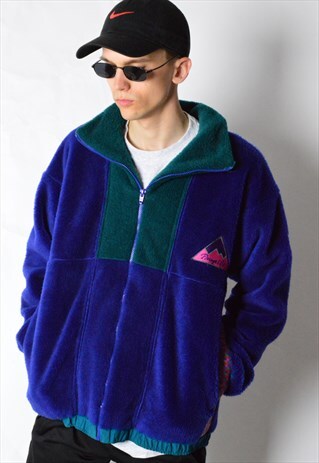 RARE VINTAGE COLOUR BLOCK HELLY HANSEN THICK FLEECE JACKET