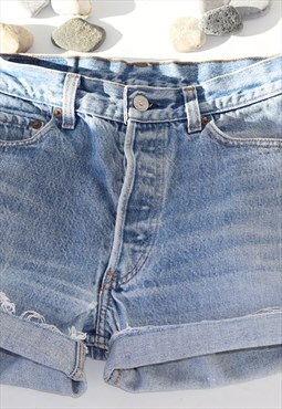 Vintage USA Levi's Frayed Pale Blue 501 Shorts