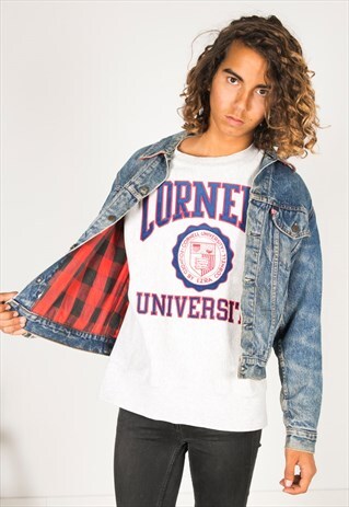 VINTAGE 80S LEVI'S LINED DENIM JACKET MID WASH / 1100 / 403