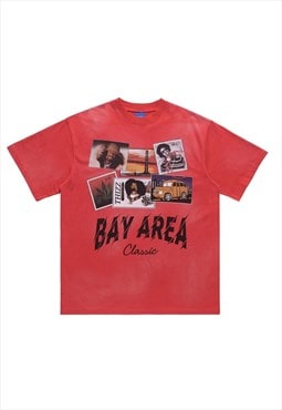 San Francisco t-shirt tie-dye tee Bay area top in acid red
