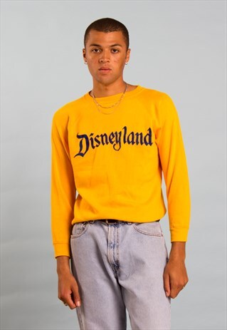VINTAGE UNISEX DISNEYLAND LOGO SWEATSHIRT 90S GRAPHIC YELLOW