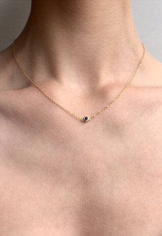 LIBERTY: DAINTY GOLD SAPPHIRE NECKLACE