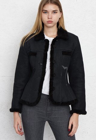 VINTAGE BLACK SHEARLING JACKET