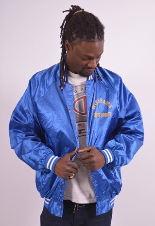 MENS VINTAGE BOMBER JACKET XXL BLUE 90S