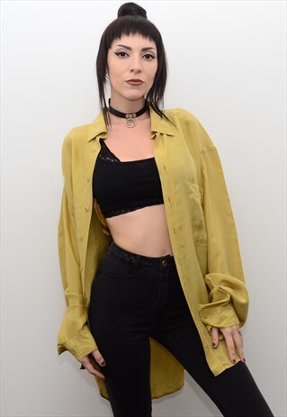 VINTAGE 90'S GENUINE SILK MUSTARD OVERSIZED SHIRT