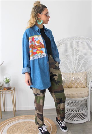 VINTAGE JEANS SHIRT PRINT SNOW WHITE