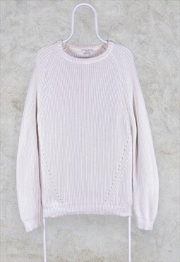 Reiss Jumper Cream Chunky Aran Knit XL