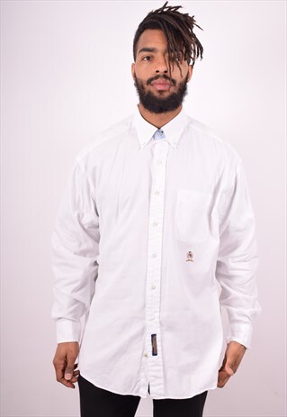 TOMMY HILFIGER MENS VINTAGE SHIRT XL WHITE 90S