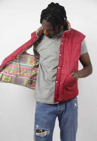 VINTAGE 90S REVERSIBLE PUFFER FLEECE JACKET