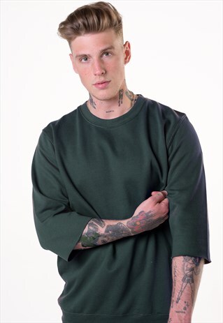 ESSENTIAL 3/4 SLEEVE JUMPER T-SHIRT - JADE TEAL BLUE