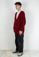 VINTAGE MENS XL WOOL CARDIGAN SWEATER JUMPER SWEATSHIRT RED