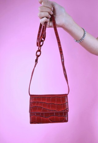 VINTAGE INSPIRED 90S MINI BAG CROSS BODY FAUX LEATHER RED