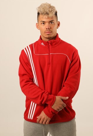 VINTAGE ADIDAS EMBROIDERED LOGO 1/4 ZIP SWEATSHIRT