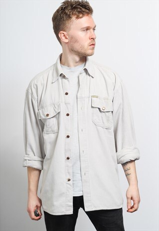 VINTAGE CORDUROY CORD SHIRT WHITE