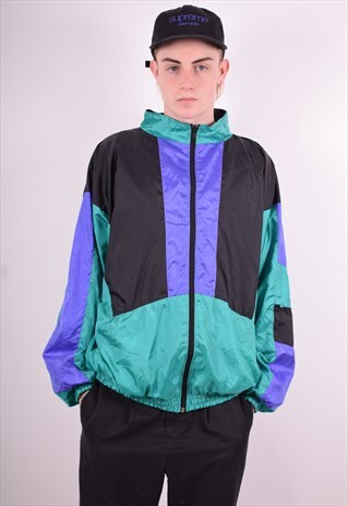 MENS VINTAGE TRACKSUIT TOP JACKET LARGE MULTI 90'S