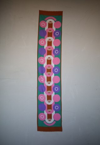 MINT-PINK SCARF WITH GEOMETRIC PATTERN