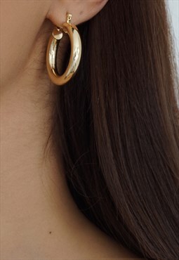 Nikita By Niki Gold Plated Thick Hoop Earrings In Medium