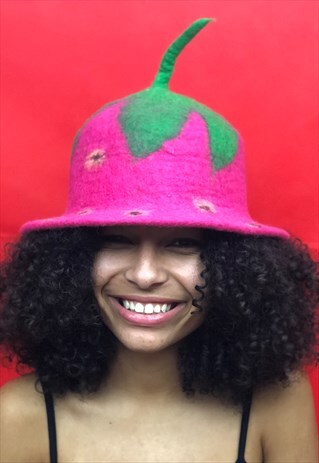 STRAWBERRY FELT HANDMADE HAT