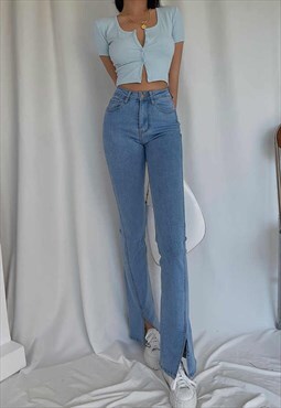 Blue Mid Waist Skinny Jeans