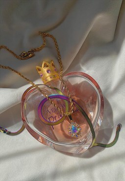 LUCID Rainbow Teardrop and Snake Herringbone Chain Necklace