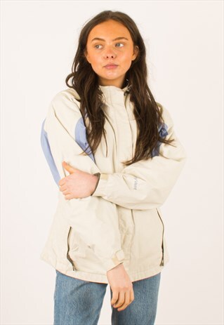 VINTAGE BEIGE BLUE NORTH FACE COAT JACKET MEDIUM