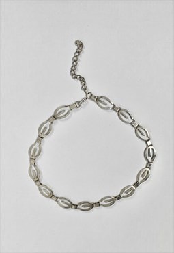80's Vintage Silver Chrome Metal Chain Link Belt