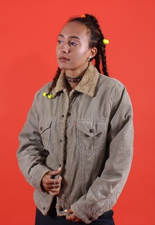VINTAGE LEVI'S GREY/TAN CORDUROY SHERPA JACKET