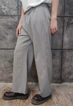 Check print joggers elastic wide fit overalls in black white