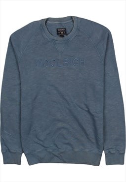 Vintage 90's Woolrich Sweatshirt Spellout Crew Neck Blue
